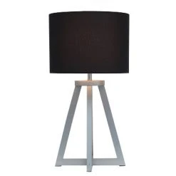 Wood Interlocked Triangular Table Lamp with Fabric Shade Black - Simple Designs