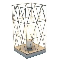 Metal Geometric Square Table Lamp Gray - Simple Designs