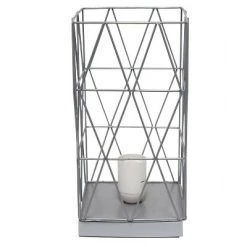 Metal Geometric Square Table Lamp Gray - Simple Designs -Desk Lamps sales shop unnamed file 2501