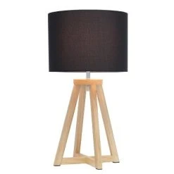Wood Interlocked Triangular Table Lamp with Fabric Shade Natural - Simple Designs