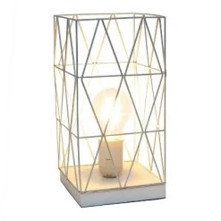 Metal Geometric Square Table Lamp White - Simple Designs
