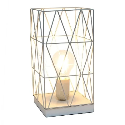 Metal Geometric Square Table Lamp White - Simple Designs 1 Metal Geometric Square Table Lamp White - Simple Designs