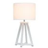 White Wood Interlocked Triangular Table Lamp with Fabric Shade White - Simple Designs