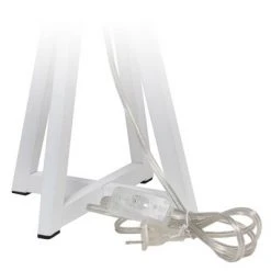 White Wood Interlocked Triangular Table Lamp with Fabric Shade White - Simple Designs -Desk Lamps sales shop unnamed file 2592