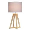 Natural Wood Interlocked Triangular Table Lamp with Fabric Shade Brown - Simple Designs