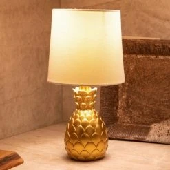 13" Geraldine Pineapple Table Lamp Gold - Decor Therapy -Desk Lamps sales shop unnamed file 2620