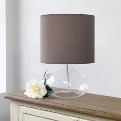 Clear Glass Raindrop Table Lamp with Fabric Shade Gray - Simple Designs -Desk Lamps sales shop unnamed file 2673