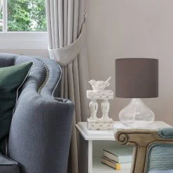 Clear Glass Raindrop Table Lamp with Fabric Shade Gray - Simple Designs -Desk Lamps sales shop unnamed file 2674