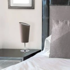 Mini Chrome Table Lamp with Angled Fabric Shade Gray - Simple Designs -Desk Lamps sales shop unnamed file 2688