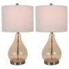 22.5" Set of 2 Crackled Teardrop Table Lamp Iridescent Gold - Decor Therapy
