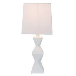 20.5" Knox Stacked Diamond Tale Lamp Satin White - Decor Therapy