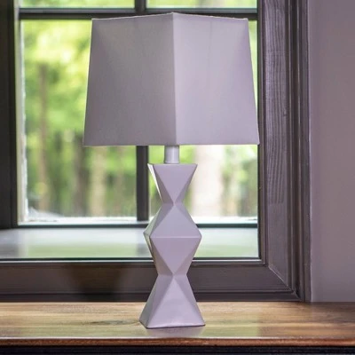 20.5" Knox Stacked Diamond Tale Lamp Satin White - Decor Therapy 5 20.5" Knox Stacked Diamond Tale Lamp Satin White - Decor Therapy - Image 5