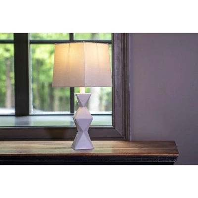 20.5" Knox Stacked Diamond Tale Lamp Satin White - Decor Therapy 8 20.5" Knox Stacked Diamond Tale Lamp Satin White - Decor Therapy - Image 8