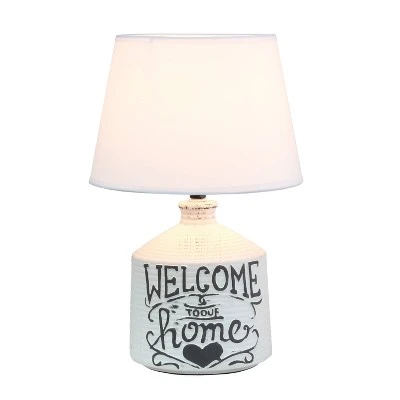 Welcome Home Rustic Ceramic Foyer Entryway Accent Table Lamp with Fabric Shade White - Simple Designs 1 Welcome Home Rustic Ceramic Foyer Entryway Accent Table Lamp with Fabric Shade White - Simple Designs