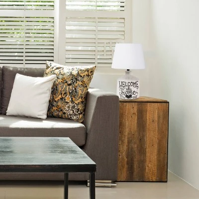 Welcome Home Rustic Ceramic Foyer Entryway Accent Table Lamp with Fabric Shade White - Simple Designs 4 Welcome Home Rustic Ceramic Foyer Entryway Accent Table Lamp with Fabric Shade White - Simple Designs - Image 4