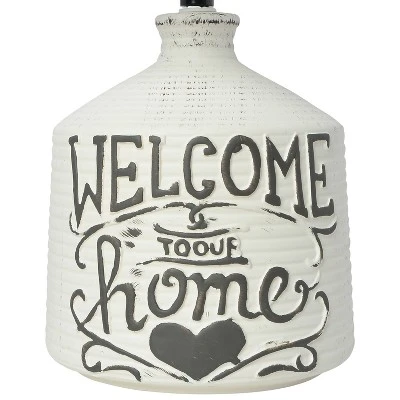Welcome Home Rustic Ceramic Foyer Entryway Accent Table Lamp with Fabric Shade White - Simple Designs 5 Welcome Home Rustic Ceramic Foyer Entryway Accent Table Lamp with Fabric Shade White - Simple Designs - Image 5