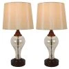 17" Set of 2 Brady Table Lamp with USB Ports Bronze Glass - Decor Therapy