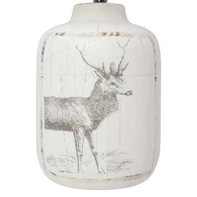 Rustic Deer Buck Nature Printed Ceramic Accent Table Lamp with Fabric Shade White - Simple Designs 4 Rustic Deer Buck Nature Printed Ceramic Accent Table Lamp with Fabric Shade White - Simple Designs - Image 4