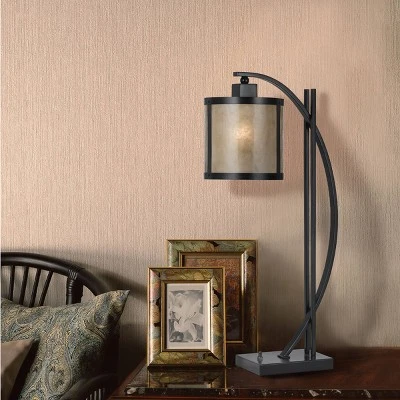 26" Iron Metal Table Lamp with a Mica shade Black - Cal Lighting 1 26" Iron Metal Table Lamp with a Mica shade Black - Cal Lighting
