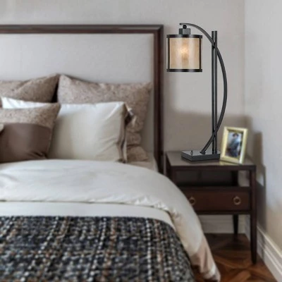 26" Iron Metal Table Lamp with a Mica shade Black - Cal Lighting 2 26" Iron Metal Table Lamp with a Mica shade Black - Cal Lighting - Image 2