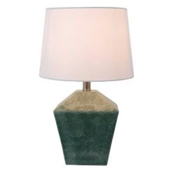 19.5" Carrol Geometric Table Lamp (Includes LED Light Bulb) Soft Turquoise - Decor Therapy