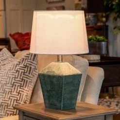 19.5" Carrol Geometric Table Lamp (Includes LED Light Bulb) Soft Turquoise - Decor Therapy -Desk Lamps sales shop unnamed file 2857