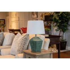 19.5" Carrol Geometric Table Lamp (Includes LED Light Bulb) Soft Turquoise - Decor Therapy -Desk Lamps sales shop unnamed file 2858