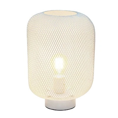 Metal Mesh Industrial Table Lamp White - Simple Designs 1 Metal Mesh Industrial Table Lamp White - Simple Designs