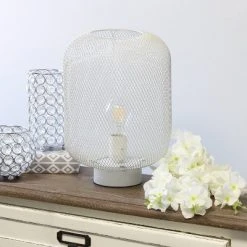 Metal Mesh Industrial Table Lamp White - Simple Designs 12 Metal Mesh Industrial Table Lamp White - Simple Designs -Desk Lamps sales shop unnamed file 2863