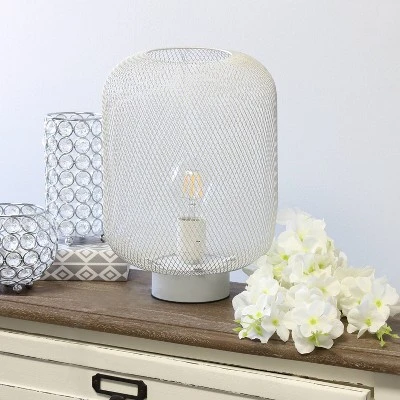 Metal Mesh Industrial Table Lamp White - Simple Designs 4 Metal Mesh Industrial Table Lamp White - Simple Designs - Image 4