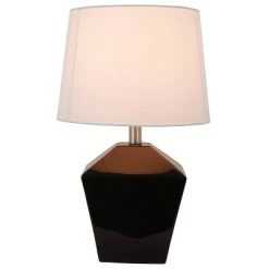 19.5" Carrol Geometric Table Lamp (Includes LED Light Bulb) Black - Decor Therapy