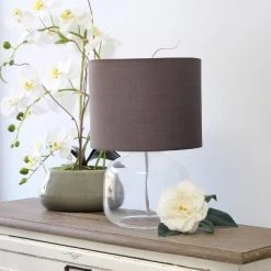 Glass Table Lamp with Fabric Shade Gray - Simple Designs -Desk Lamps sales shop unnamed file 2922