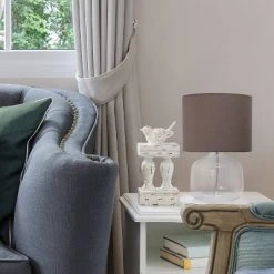 Glass Table Lamp with Fabric Shade Gray - Simple Designs -Desk Lamps sales shop unnamed file 2923