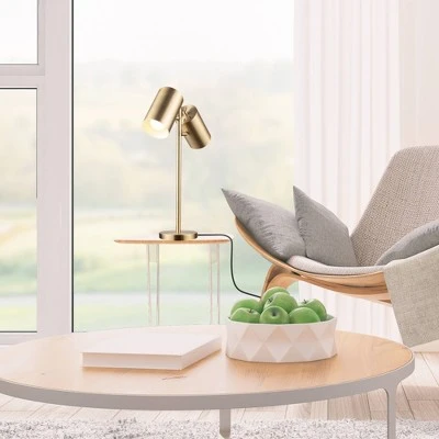 20" 2-Light Pratt Table Lamp with Shade Matte Brass - Globe Electric 3 20" 2-Light Pratt Table Lamp with Shade Matte Brass - Globe Electric - Image 3