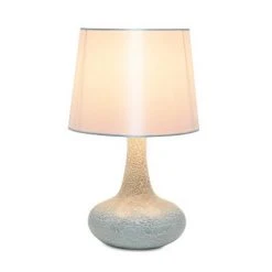 Mosaic Tiled Glass Genie Table Lamp with Fabric Shade White - Simple Designs