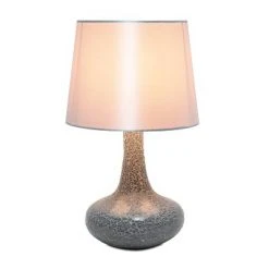 Mosaic Tiled Glass Genie Table Lamp with Fabric Shade Gray - Simple Designs
