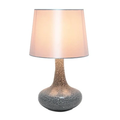 Mosaic Tiled Glass Genie Table Lamp with Fabric Shade Gray - Simple Designs 1 Mosaic Tiled Glass Genie Table Lamp with Fabric Shade Gray - Simple Designs