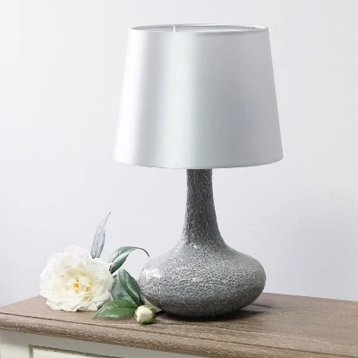 Mosaic Tiled Glass Genie Table Lamp with Fabric Shade Gray - Simple Designs 2 Mosaic Tiled Glass Genie Table Lamp with Fabric Shade Gray - Simple Designs - Image 2