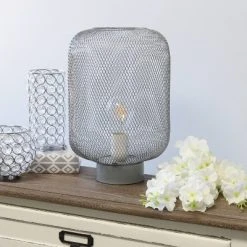 Metal Mesh Industrial Table Lamp Gray - Simple Designs 12 Metal Mesh Industrial Table Lamp Gray - Simple Designs -Desk Lamps sales shop unnamed file 2976
