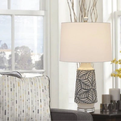 27" Burgin Ceramic Table Lamp with Crystal Base Pearl - Cal Lighting 2 27" Burgin Ceramic Table Lamp with Crystal Base Pearl - Cal Lighting - Image 2
