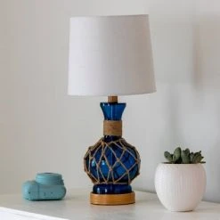 19" Justin Coastal Rope Table Lamp Indigo Glass & Natural Rope - Decor Therapy -Desk Lamps sales shop unnamed file 3009