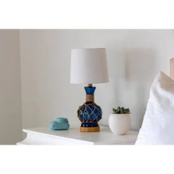 19" Justin Coastal Rope Table Lamp Indigo Glass & Natural Rope - Decor Therapy -Desk Lamps sales shop unnamed file 3011