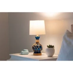 19" Justin Coastal Rope Table Lamp Indigo Glass & Natural Rope - Decor Therapy -Desk Lamps sales shop unnamed file 3012