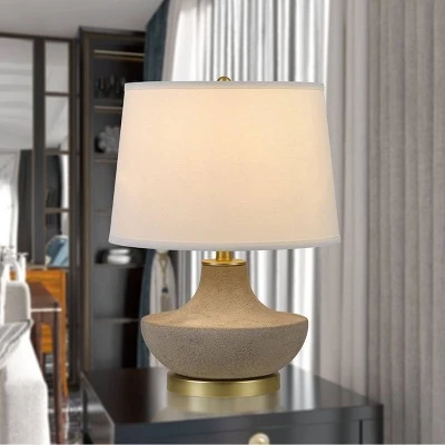 19.5" 3-way Almelo Ceramic Table Lamp with Taper Drum Hardback Shade Gravel - Cal Lighting 1 19.5" 3-way Almelo Ceramic Table Lamp with Taper Drum Hardback Shade Gravel - Cal Lighting