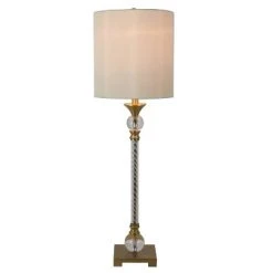 30" x 9" Steel and Acrylic Camilla Twist Buffet Table Lamp Brushed Brass - Decor Therapy
