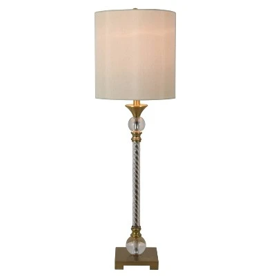 30" x 9" Steel and Acrylic Camilla Twist Buffet Table Lamp Brushed Brass - Decor Therapy 1 30" x 9" Steel and Acrylic Camilla Twist Buffet Table Lamp Brushed Brass - Decor Therapy