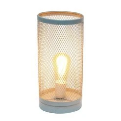 Mesh Cylindrical Steel Table Lamp Gray - Simple Designs