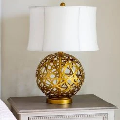 21" Strapped Steel Ball Table Lamp Antique Gold - Decor Therapy -Desk Lamps sales shop unnamed file 3057