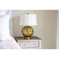 21" Strapped Steel Ball Table Lamp Antique Gold - Decor Therapy -Desk Lamps sales shop unnamed file 3059