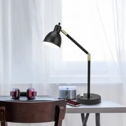 20.75" Adjustable Metal Desk Lamp with Accents Black - Cresswell Lighting -Desk Lamps sales shop unnamed file 306
